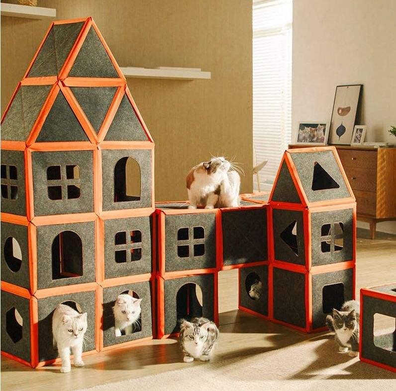 Cardboard Cat House Scratcher Breathable Pet Foldable Cat Toys And House For Cats - Shello's Creative Boutique