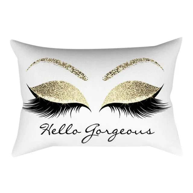 Eyelash Out Soft Velvet Cushion Cover – Chic Marble Pillow Case for Home & Sofa Decor - Shello's Creative Boutique