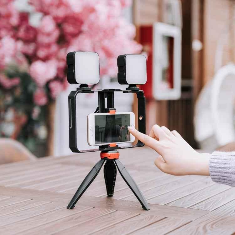 YELANGU PC203 YLG1801C Vlogging Live Broadcast LED Selfie Light Smartphone Video Rig Handle Stabilizer Plastic Bracket Tripod Kits - Shello's Creative Boutique