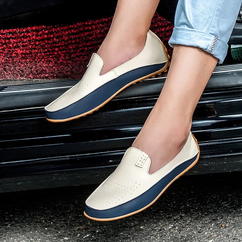 Fashion Leather Shoes For Men New Slip On Loafers Plus Size 47 Casual Driving Shoes WideBusiness Shoes Sneaker Male - Shello's Creative Boutique