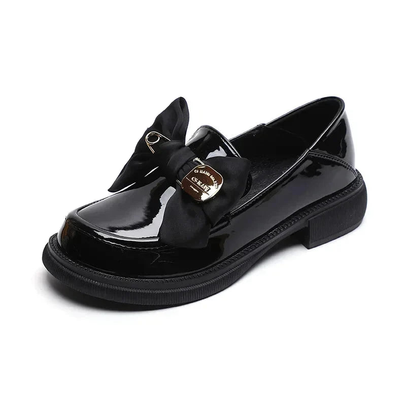 Women's British Style Leather Flats - Retro Bow Soft Sole Shoes - Shello's Creative Boutique