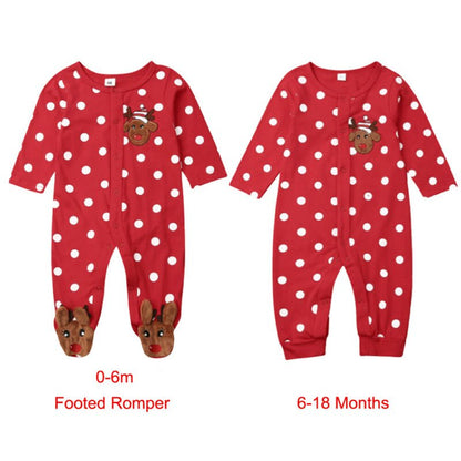 0 - 18M My First Christmas Baby Boy Girl Rompers Newborn Infant Baby Cartoon Deer Red Jumpsuit Playsuit Xmas Baby Costumes - Shello's Creative Boutique