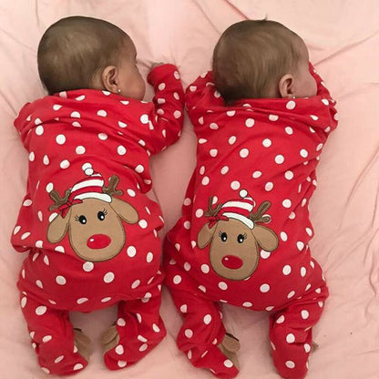 0 - 18M My First Christmas Baby Boy Girl Rompers Newborn Infant Baby Cartoon Deer Red Jumpsuit Playsuit Xmas Baby Costumes - Shello's Creative Boutique