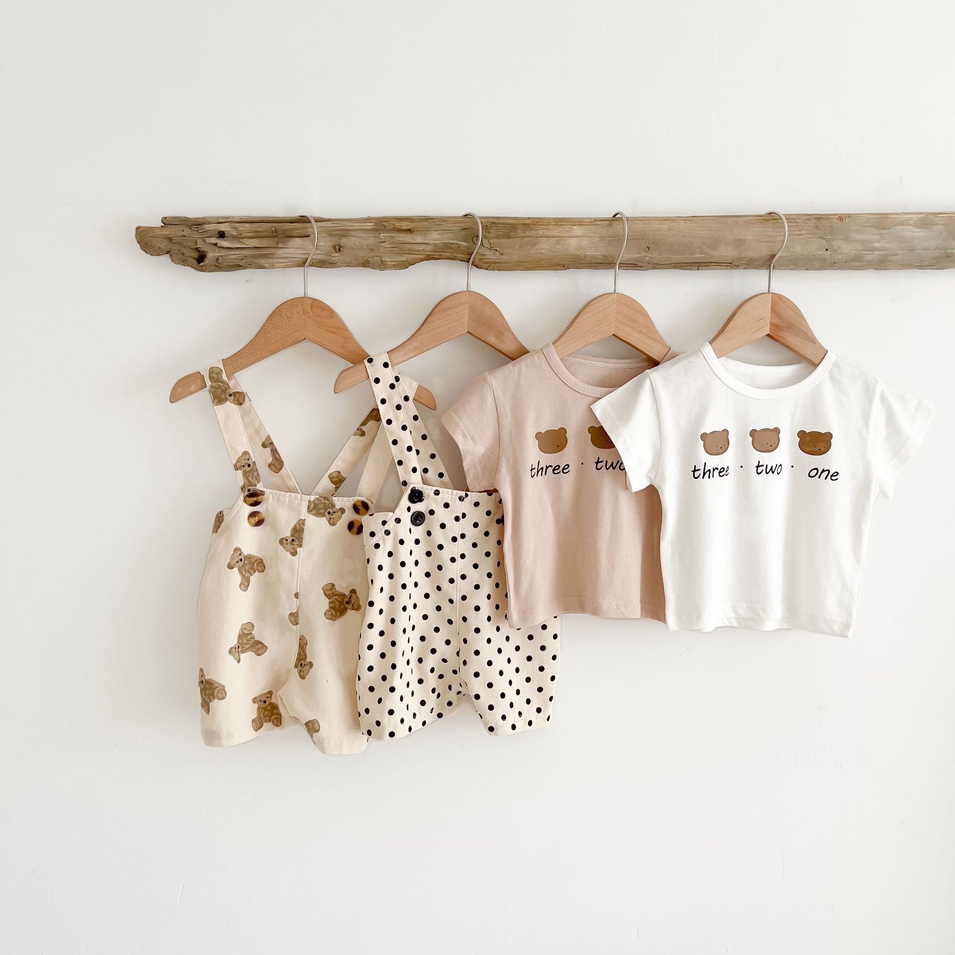 0 - 3 Years Old Baby Suspenders Suit Summer Baby Bear Short - Sleeved Top Suspender Shorts Two - Piece Set - Shello's Creative Boutique