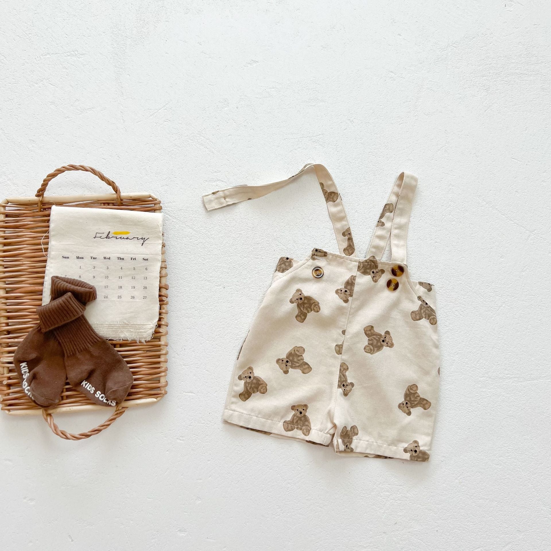 0 - 3 Years Old Baby Suspenders Suit Summer Baby Bear Short - Sleeved Top Suspender Shorts Two - Piece Set - Shello's Creative Boutique