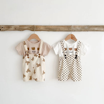 Baby Bear Suspender Shorts Two-Piece Set – Adorable Summer Style for Little Ones - Shello's Creative Boutique
