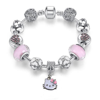 925 Silver Kitty Cat Charm Bracelet Fit Original Bracelet Bangle Murano Glass Beads Bracelet for Women Girls Kids DIY Jewelry - Shello's Creative Boutique
