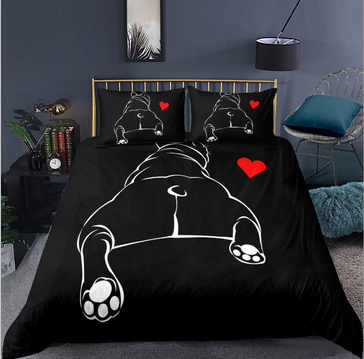 3D animal dog three piece bedding sheet quilt cover pillow case home textile eprolo