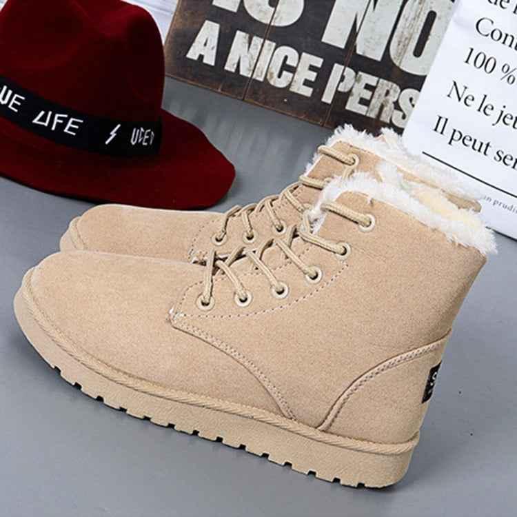 Women's Lace-Up Snow Boots - Warm Flat Winter Boots - Shello's Creative Boutique