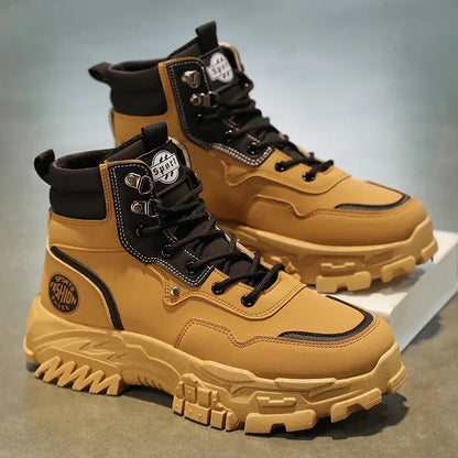 High top Martin boots for outdoor men anti slip wear-resistant thick soled versatile workwear trendy shoes - Shello's Creative Boutique