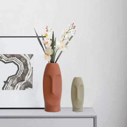 Modern Abstract Human Head Vase - Artistic Black & White Ceramic Decor - Shello's Creative Boutique