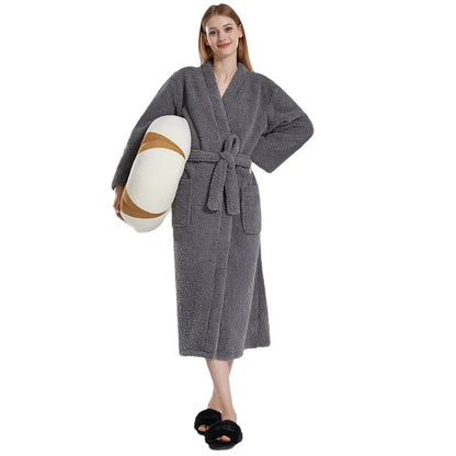 Autumn and winter long sleeved coral fleece couple bathrobe with added fat and plus size yukata long sleepwear - Shello's Creative Boutique