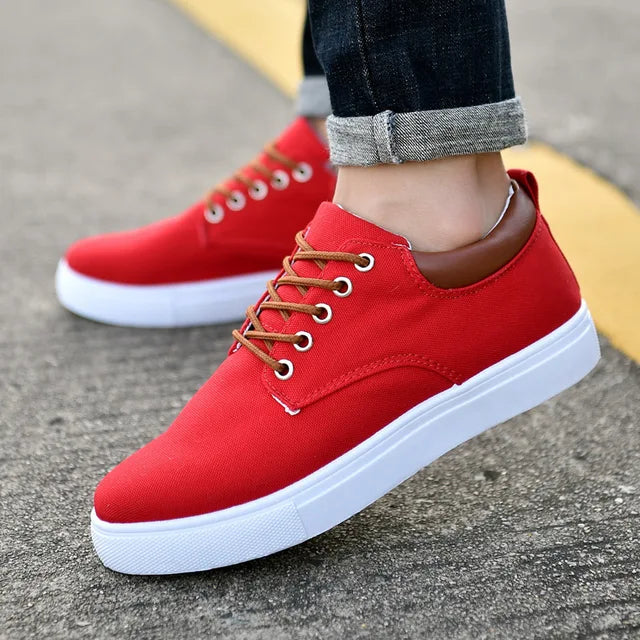 Men Shoes Canvas Sneakers Flats Lace up Leisure Loafers Rubber Sole Non Slip Sneakers eprolo