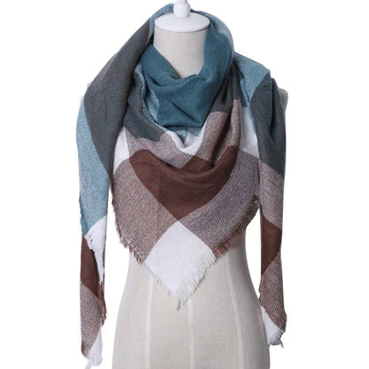 Winter Triangle Scarf For Women Brand Designer Shawl Cashmere Plaid Scarves Blanket Wholesale Drops - Shello's Creative Boutique
