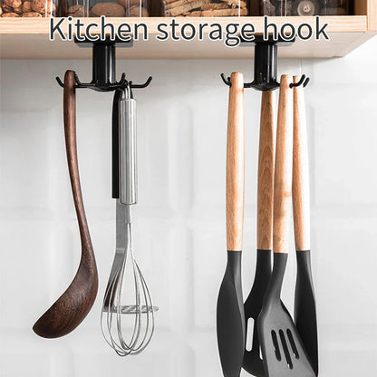 360 Degrees Rotated Kitchen Hooks Self Adhesive 6 Hooks Home Wall Door Hanging Rack - Shello's Creative Boutique