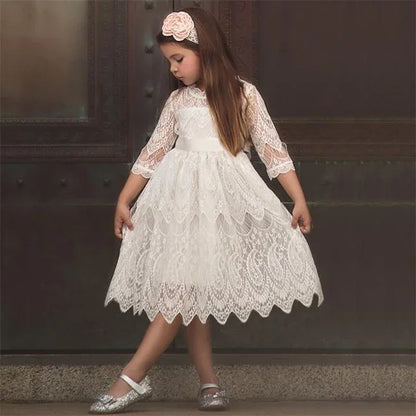 Dot Long Sleeve Dress For Girls Clothing Child Costume Baby Girl Clothing Teenager School Daily Wear Sashes Kids Casual Clothes - Shello's Creative Boutique
