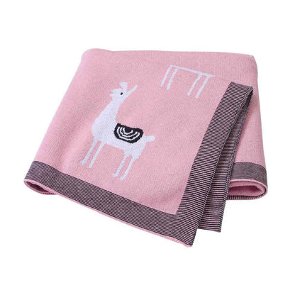 Baby Knitted Blanket 100x80cm - Soft Cartoon Swaddle Wrap for Newborns - Shello's Creative Boutique