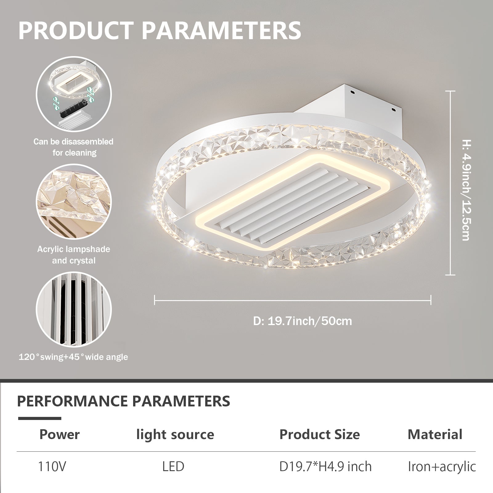 Bladeless Fan Lamp With Lights Dimmable  LED eprolo