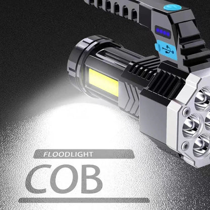 High Power LED Flashlight Powerful USB Rechargeable Torch Handheld Portable Outdoor Lamp Built-in Battery COB 7 LED Flashlights - Shello's Creative Boutique