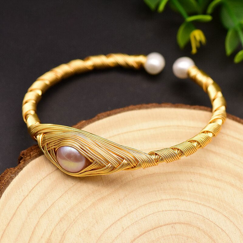Original Design Natural Fresh Water Purple Pearl Adjustable Eye Bangle For Women Gift Jewlery  Pulseras Mujer