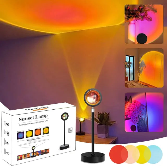 Smart Bluetooth Night Light Rainbow Sunset Projector Lamp for Home Coffe shop Background Wall Decoration Atmosphere Table Lamp eprolo
