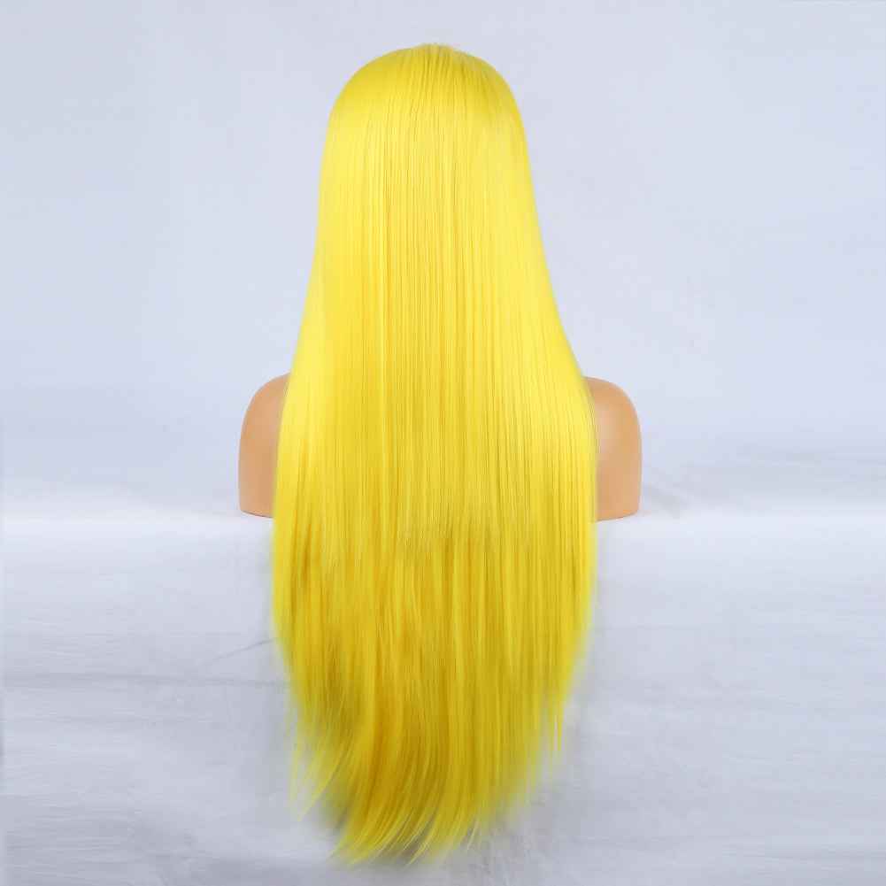 Hand Groove 13*2.5 Chemical Fiber Front Lace Yellow Long Bangs Wig Headgear Natural Hairline
