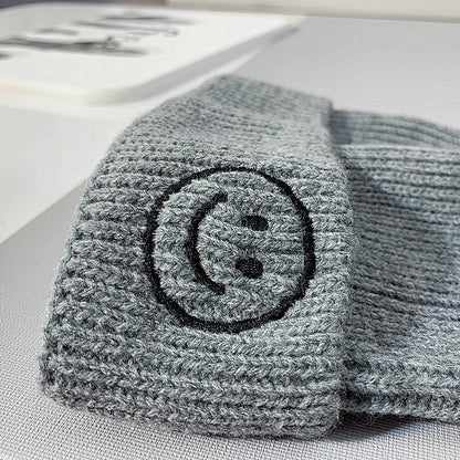 Baby Hat Solid Color Boy Girl Cartoon Smile Embroidery Winter Kids Knitted Hats Children  Warm Beanies Child Caps For Babies eprolo