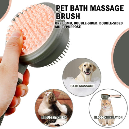 2-in-1 Cat Grooming Brush - Double-Sided Slicker & Flea Comb with Release Button