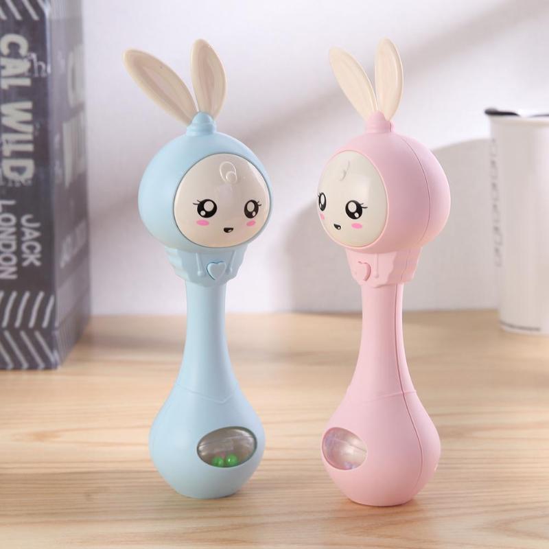 Musical Flashing Baby Rattles Infant Bells Juguetes Rabbit Hand Bells Rattles Newborn Baby Toy Early Educational Baby Toys 0-12M eprolo