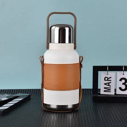 Large capacity 316 stainless steel sports water bottle outdoor with carrying rope portable travel pot thermos cup - Shello's Creative Boutique