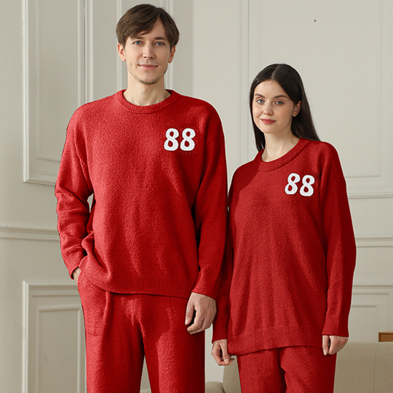 Autumn and Winter Half Fleece Couple's Home Clothes Set Head Style Multi Color Optional Plush Set Sleepwear eprolo