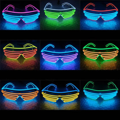 Double-colored Neon Luminous Glasses Flashing Eyeglass Party Wire LED Light Glasses Halloween Fluorescent Glowing Glasses Party - Shello's Creative Boutique