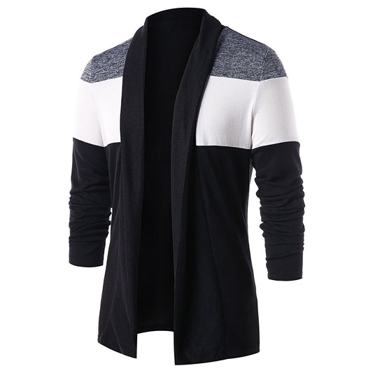 Colour Blocking Open Front Casual Cardigan