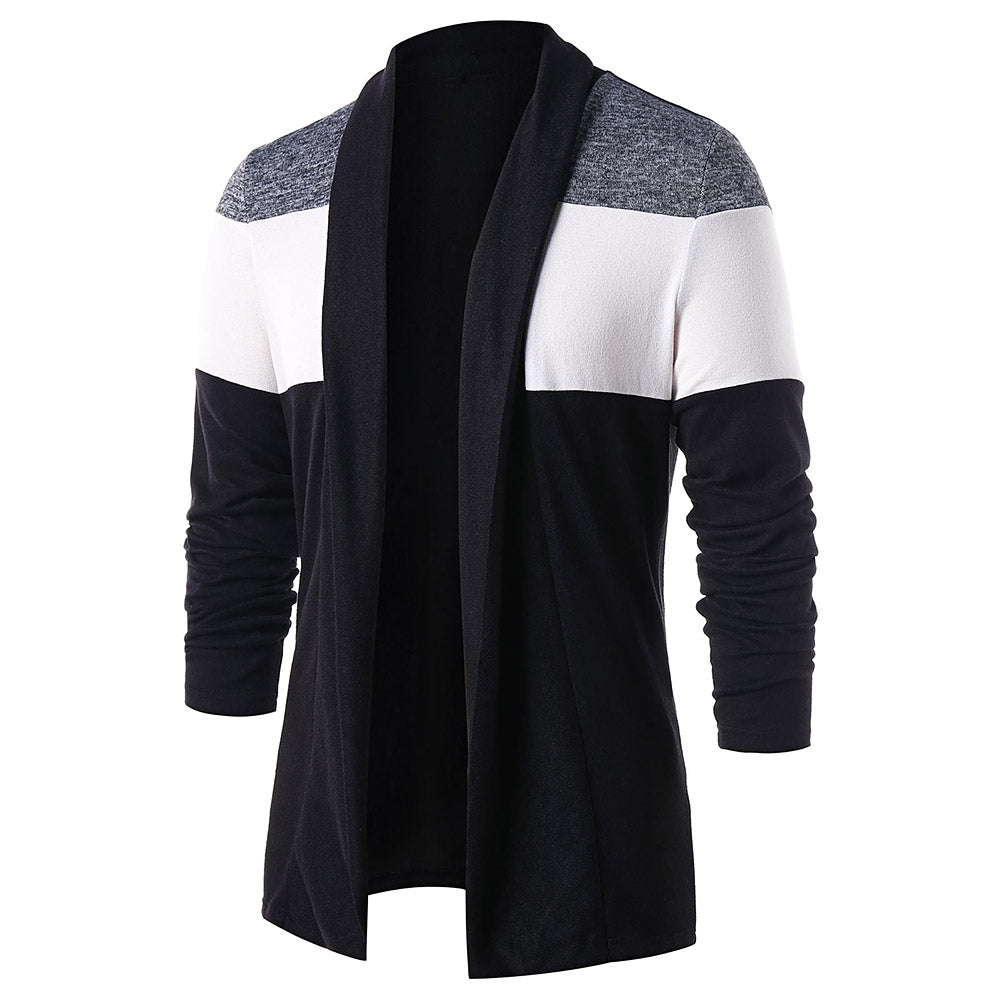 Colour Blocking Open Front Casual Cardigan