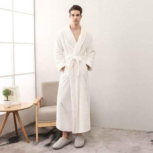 Luxury Flannel Bathrobe - Thick Warm Dressing Gown for Men & Women - Shello's Creative Boutique