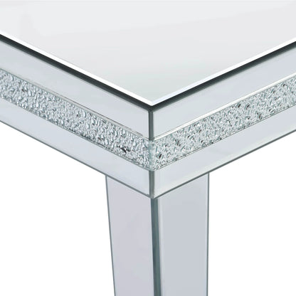 ON-TRANS Stylish Modern Glass Mirrored Coffee Table – Crystal Elegance with Adjustable Height Legs in Silver - Shello's Creative Boutique