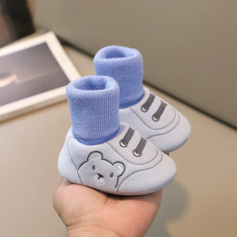 Baby Cotton Shoes & Socks - Warm Anti-Slip Booties for 0-12 Months | Unisex First Walkers - Shello's Creative Boutique