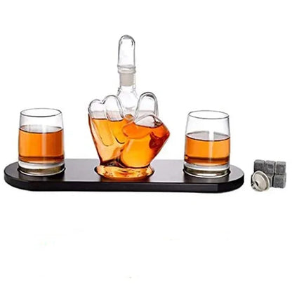 The Wine Savant Middle Finger Decanter Novelty Whiskey & Wine Decanter Set - Shello's Creative Boutique