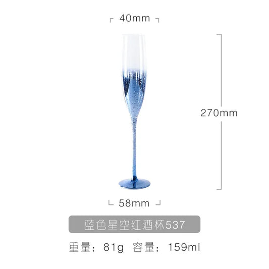 Blue Starry Sky Crystal Glass Goblet Red Wine Glass Mug Home High Value Party Grape Champagne Glass Cocktail Set Furniture Items eprolo