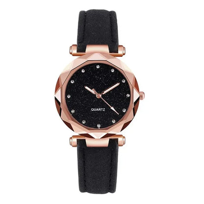 Ladies fashion Korean Rhinestone Rose Gold Quartz Watch Female Belt Watch Women's Watches Fashion Clock Watch Women Watches #A - Shello's Creative Boutique