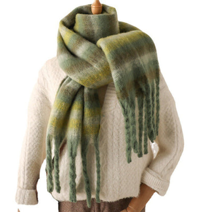 Thick beard striped scarf imitation cashmere winter new warm long tassel scarf for men and women scarf shawl eprolo