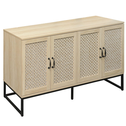 Luxury Rattan 4-Door Storage Cabinet - Large Sideboard Buffet with Elegant Design - Shello's Creative Boutique