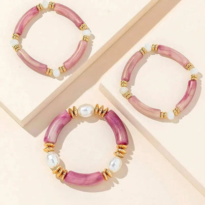 New Chinese style natural freshwater pearl acrylic bracelet set of three pieces eprolo