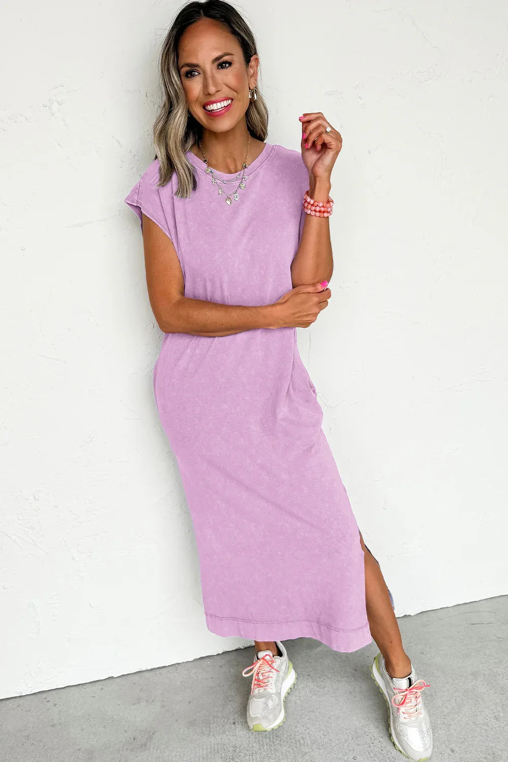 Clearly Aqua Mineral Wash Pocketed T-shirt Dress - Shello's Creative Boutique