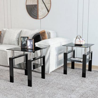 Set of 2 Modern Tempered Glass Tables – Sleek & Functional Living Room Accent - Shello's Creative Boutique