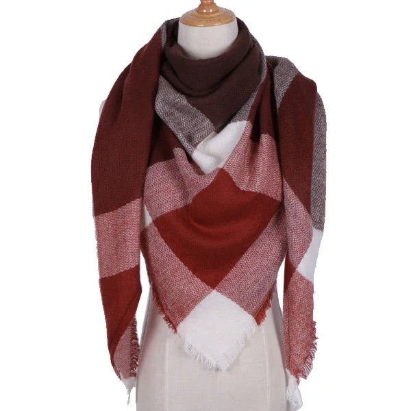 Winter Triangle Scarf For Women Brand Designer Shawl Cashmere Plaid Scarves Blanket Wholesale Drops - Shello's Creative Boutique