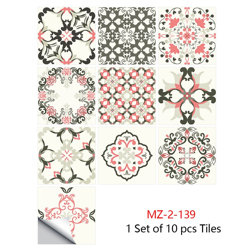 10 Piece Set Of Datura Mosaic Small Flower Imitation Ceramic Tile Sticker For Home Renovation Kitchen And Bathroom Decoration Self-Adhesive Wall Sticker