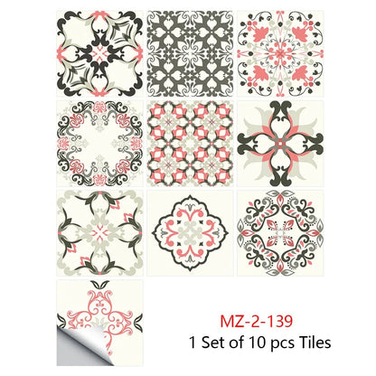 10 Piece Set Of Datura Mosaic Small Flower Imitation Ceramic Tile Wall Sticker - Shello's Creative Boutique