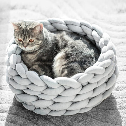 Braided Dog Bed - Soft Warming Pet Nest with Cave Design (4 Sizes)