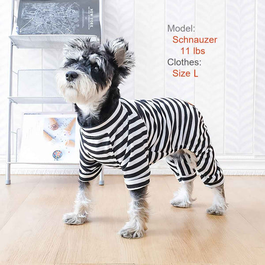 Year-Round Cozy Knit Pajamas for Small Dogs & Cats - Easy Pullover, Stretch Comfort, Stylish Stripes
